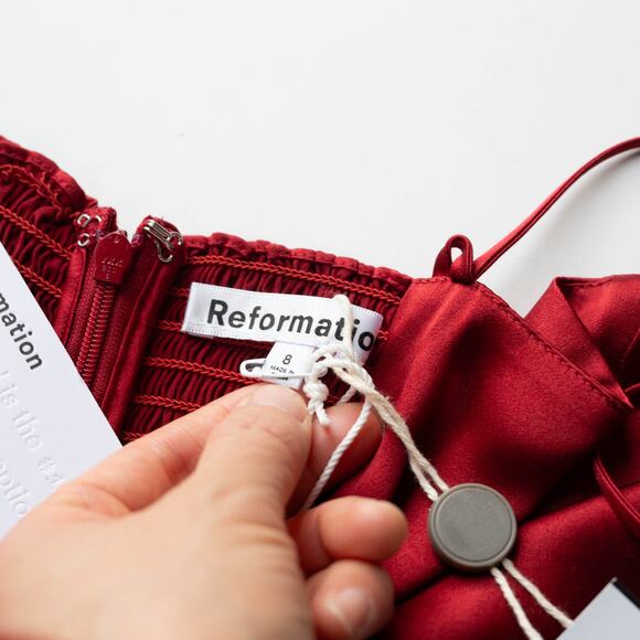 NWT REFORMATION Red Frankie Rosette Sleeveless Silk Maxi Dress Size 8 - Picture 6 of 8